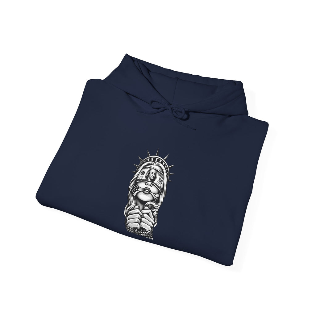 Statue of Liberty Prayer Hands Hoodie — Gothic Liberty Graphic Sweatshirt