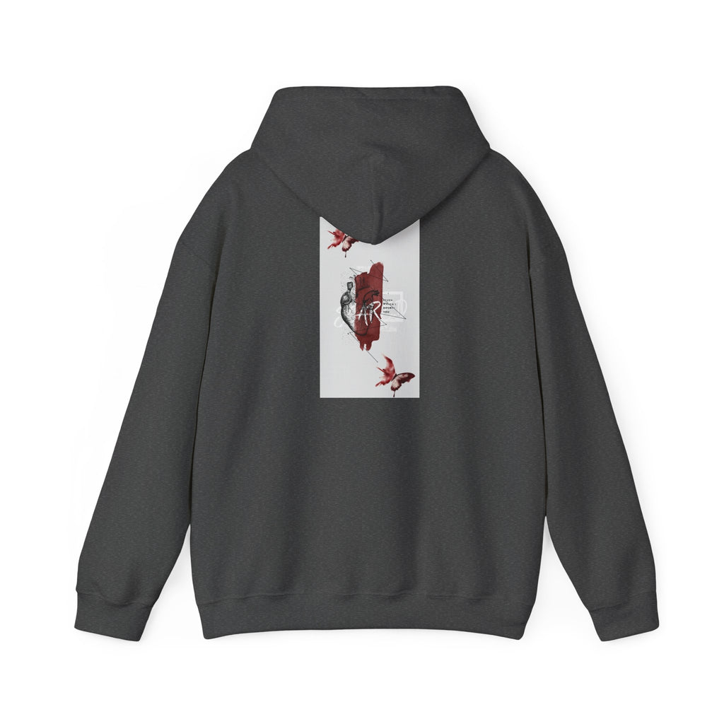 Hoodie — Romantic Red Rose & Butterflies Graphic Hoodie