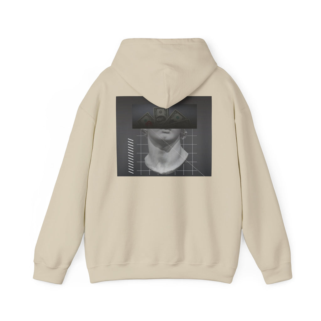 Graphic Hoodie — Black & White Glitch Portrait Hoodie
