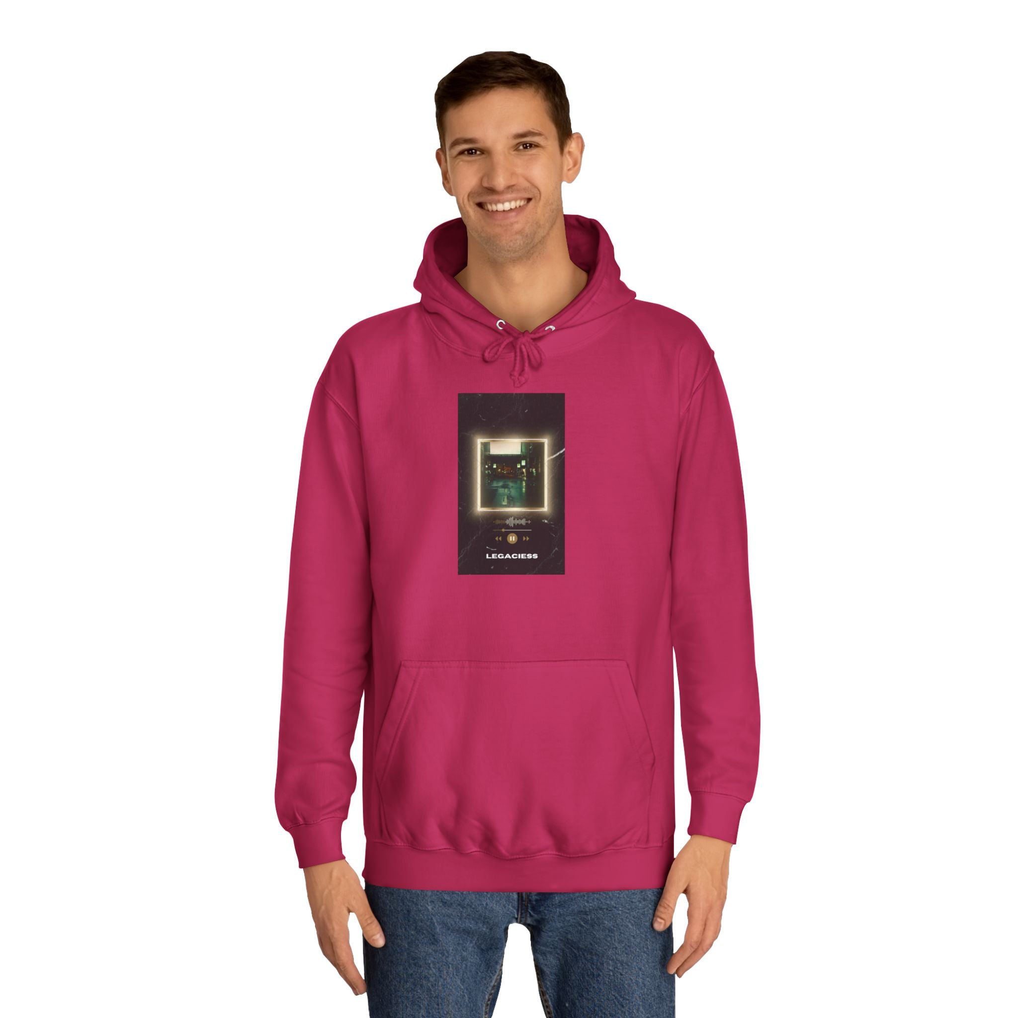 College Hoodie — Retro Neon Square Album Art Design
