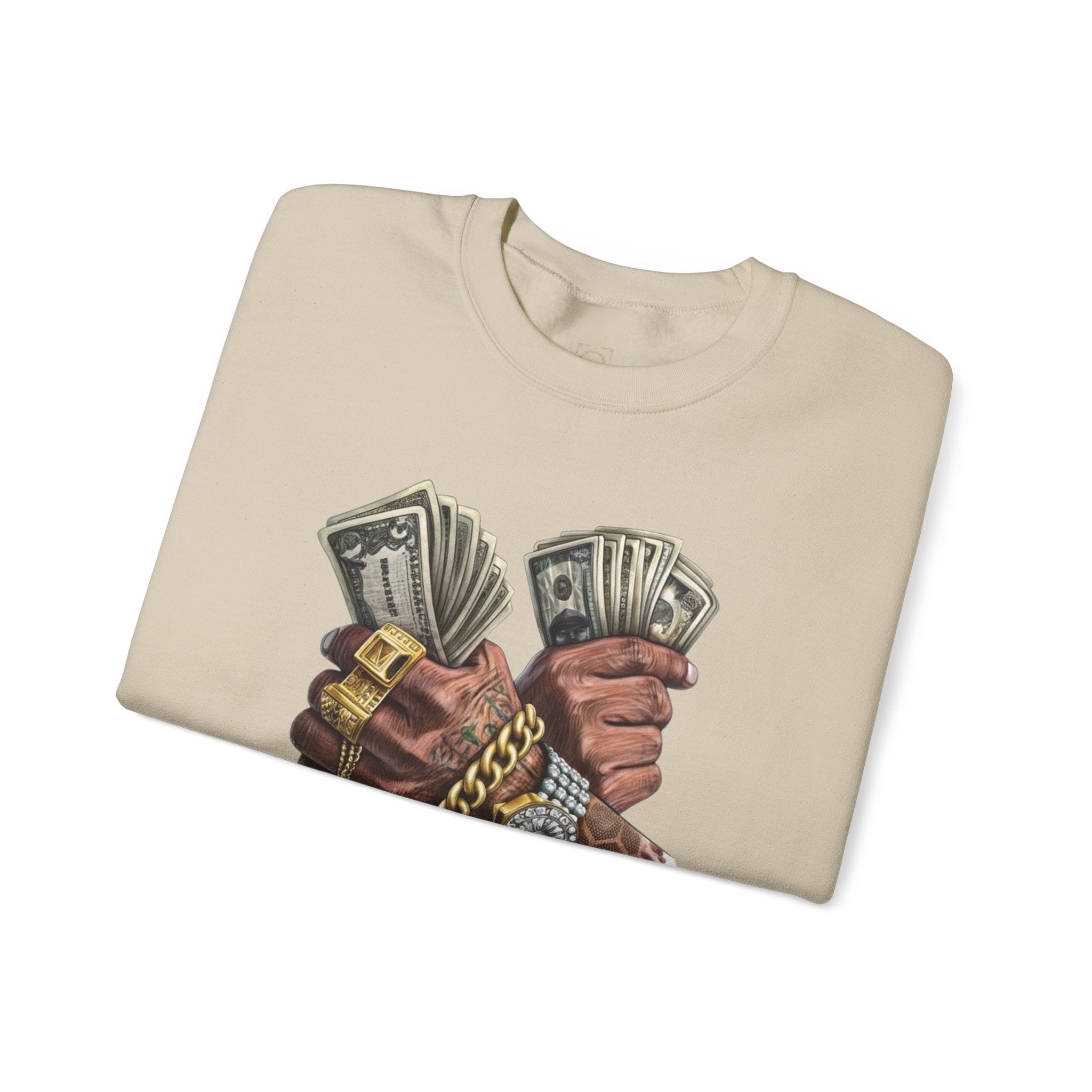 Crewneck Sweatshirt — 'Trust No One' Money Hands Graphic