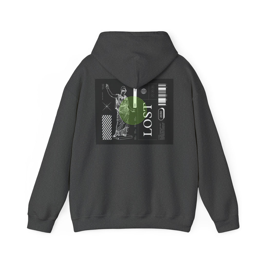 Lost World Hoodie — Vaporwave Glitch Graphic Pullover