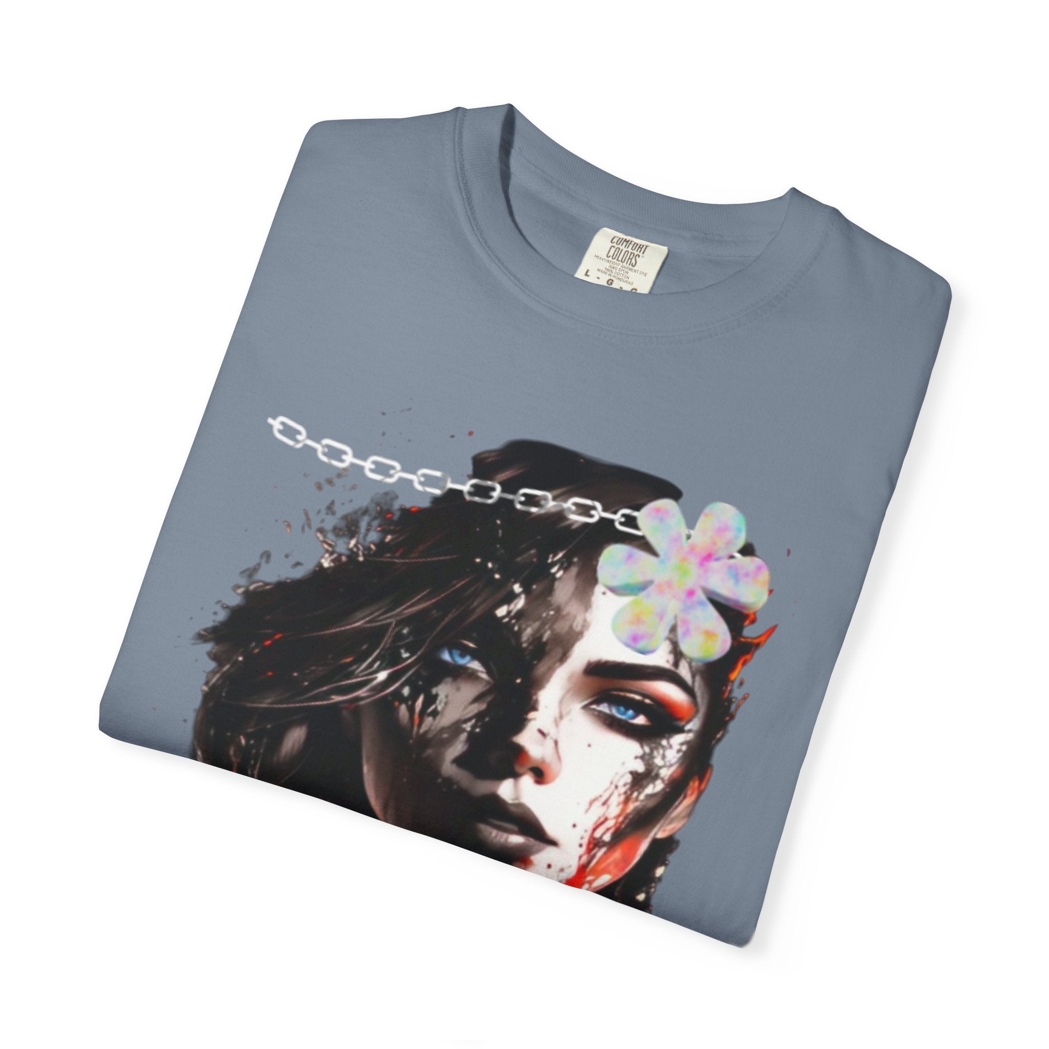 Artistic Femme Portrait T-Shirt — Watercolor Floral Face Graphic Tee