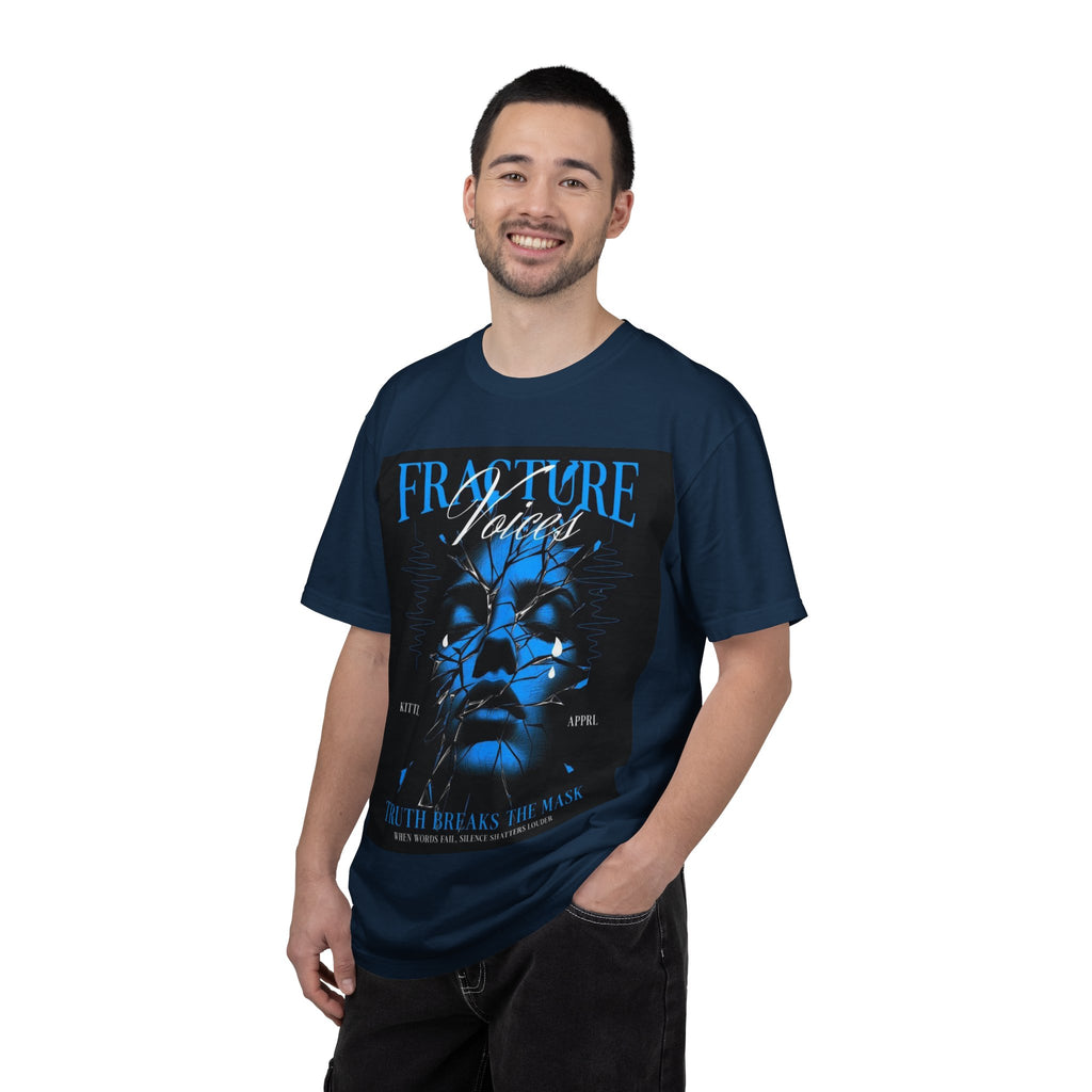 Graphic T-Shirt — "Fracture Voices" Blue Face Design (Back "Legaciess" Logo)