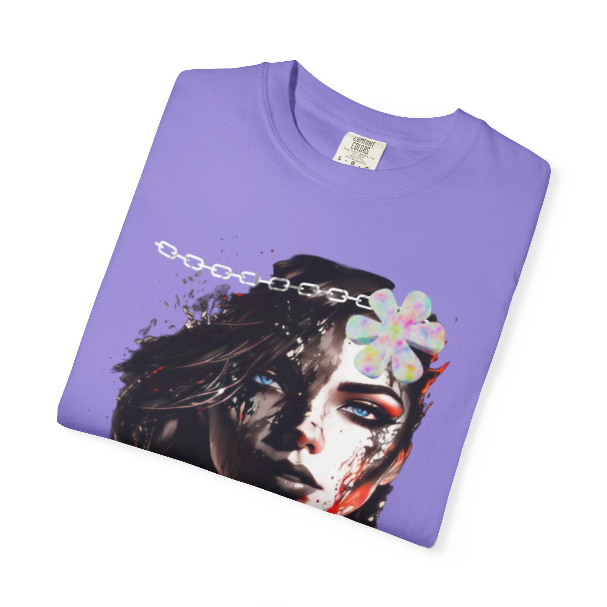 Artistic Femme Portrait T-Shirt — Watercolor Floral Face Graphic Tee
