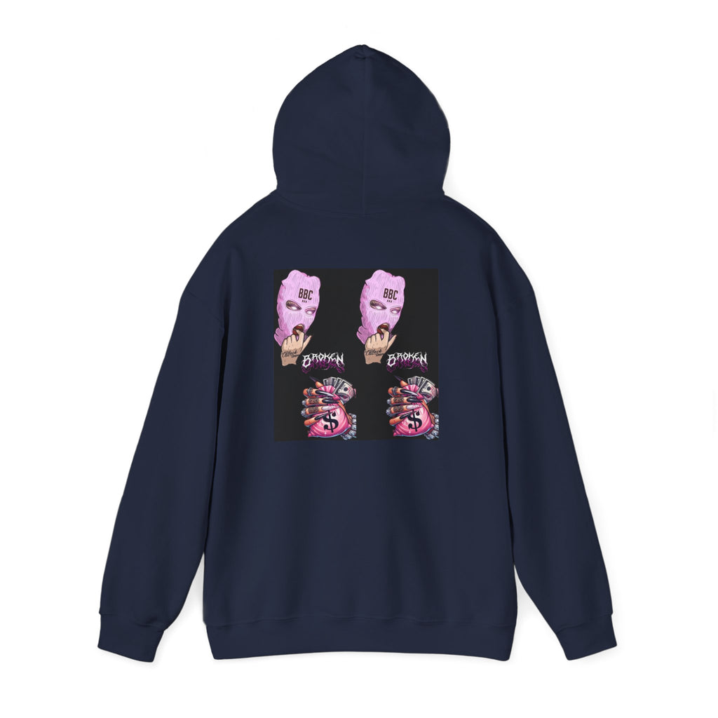 Horror Collage Hoodie — Spooky Pink Skull & Claw Graphic Sweatshirt