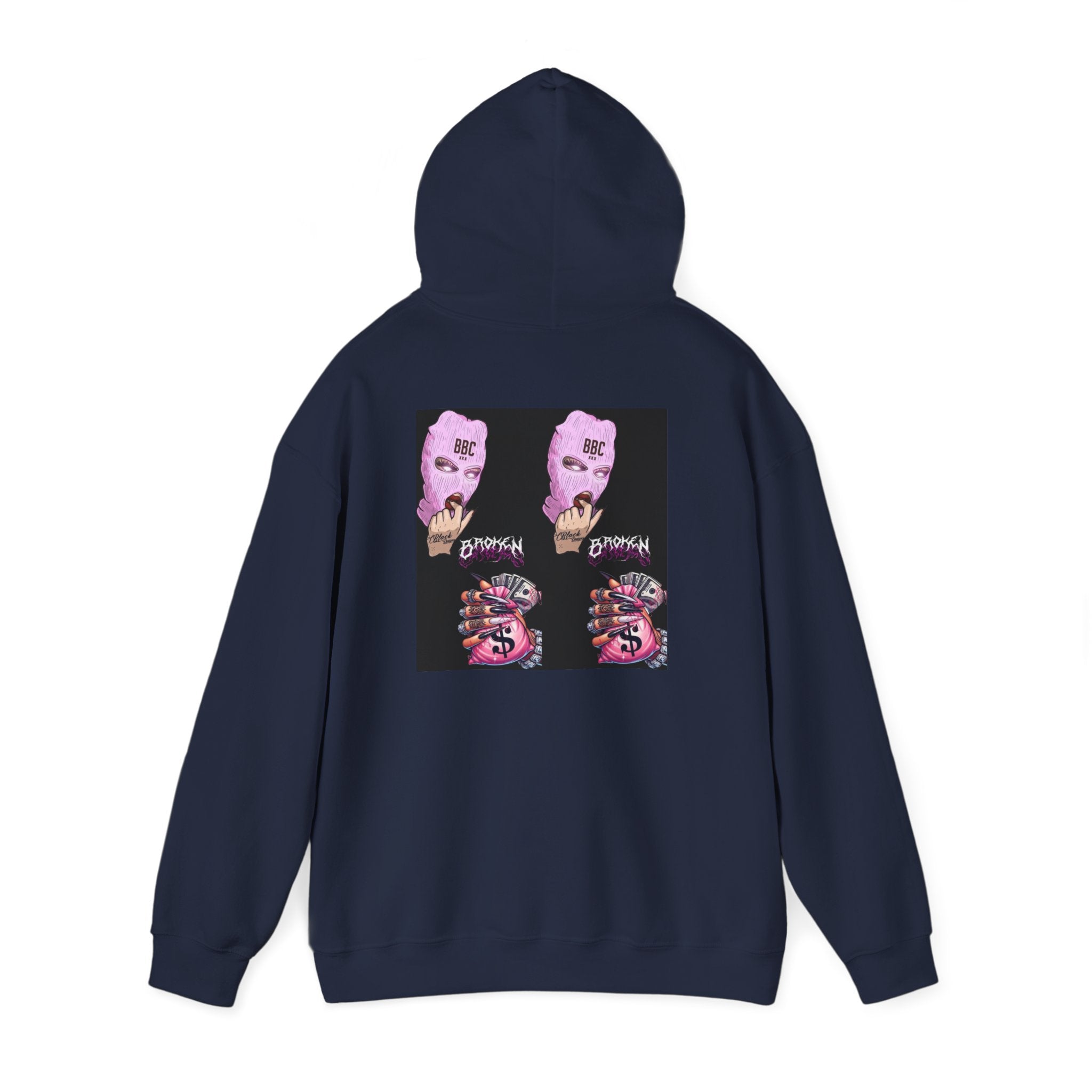 Horror Collage Hoodie — Spooky Pink Skull & Claw Graphic Sweatshirt