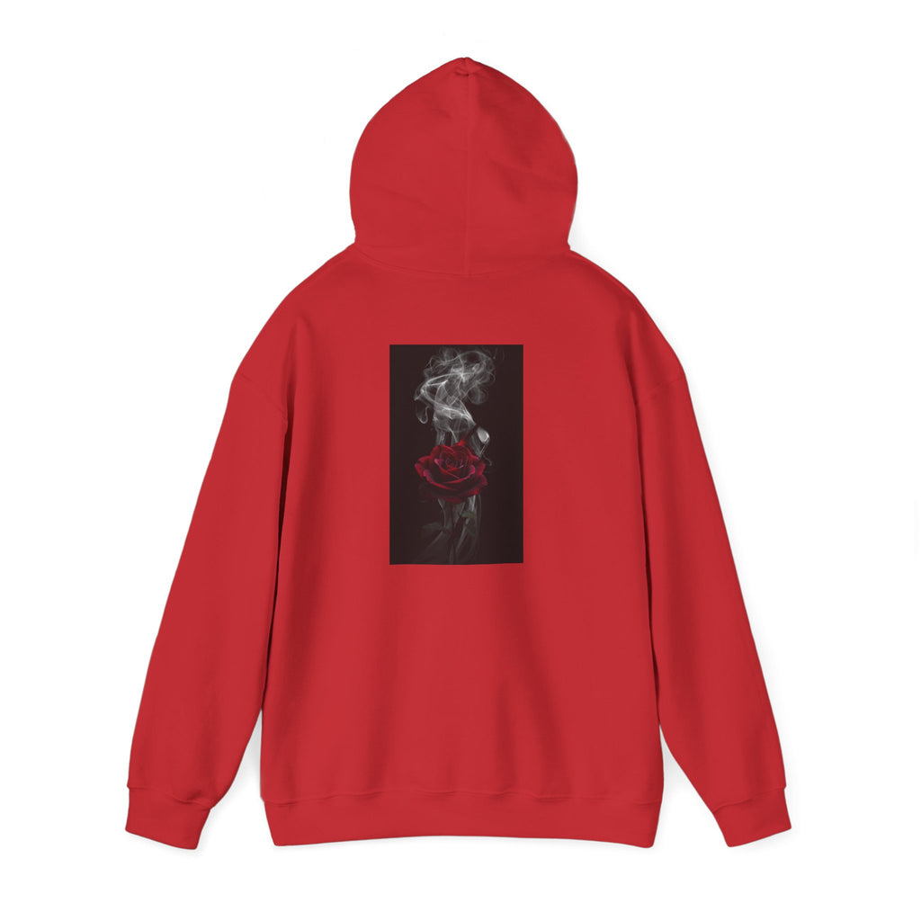 Smoky Red Rose Hoodie — Gothic Floral Hooded Sweatshirt