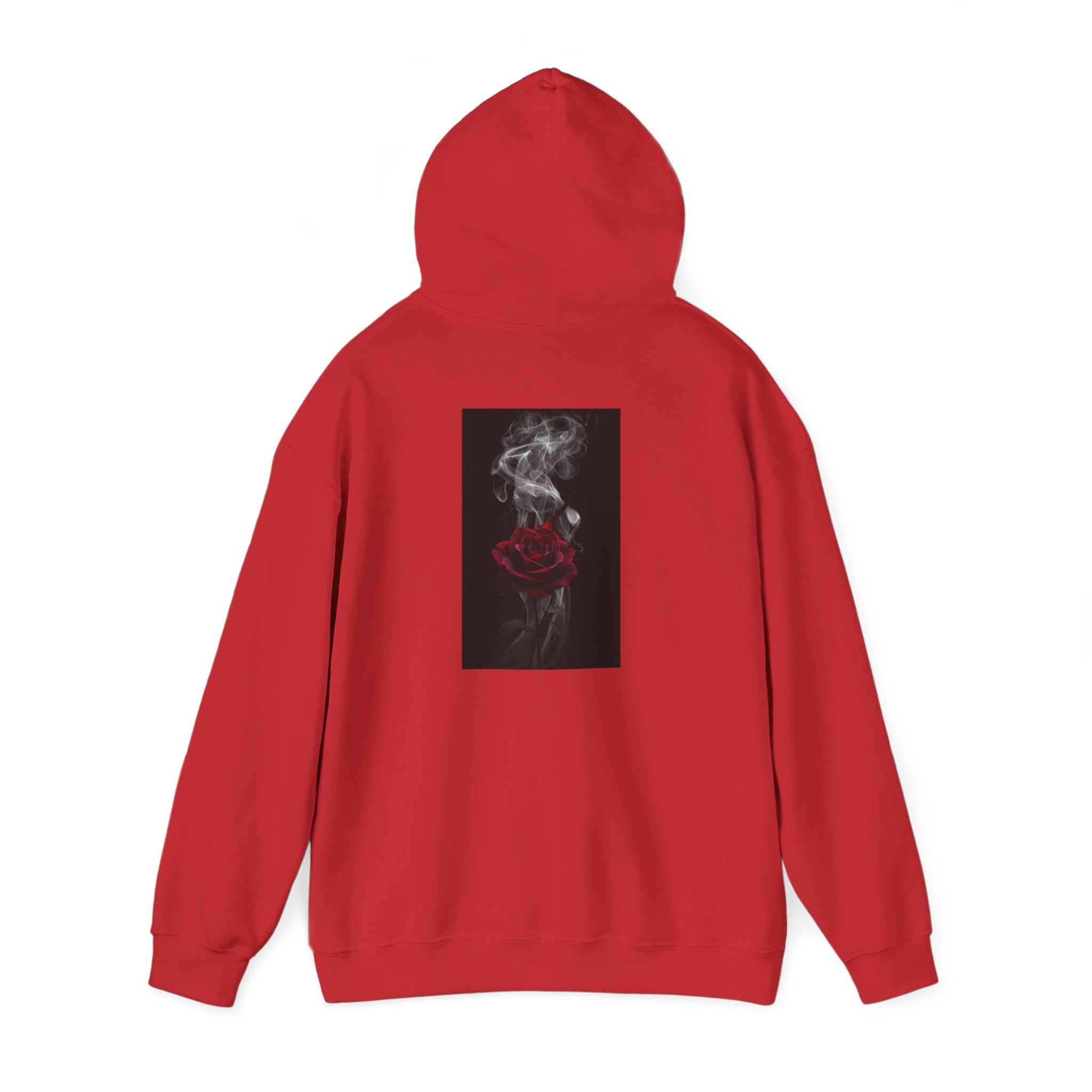 Smoky Red Rose Hoodie — Gothic Floral Hooded Sweatshirt