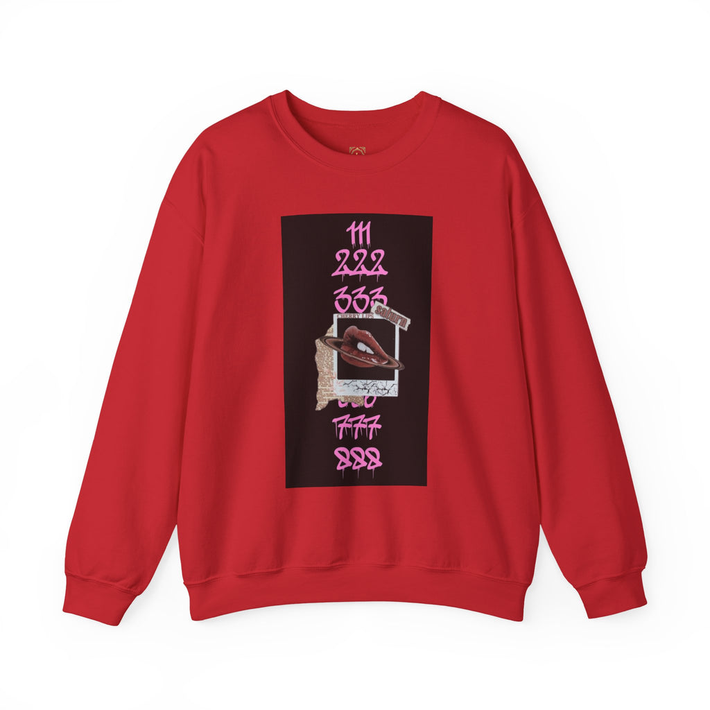Crewneck Sweatshirt — Vintage Phone Collage with Pink Numbers & 'LEGACIESS' Back Logo