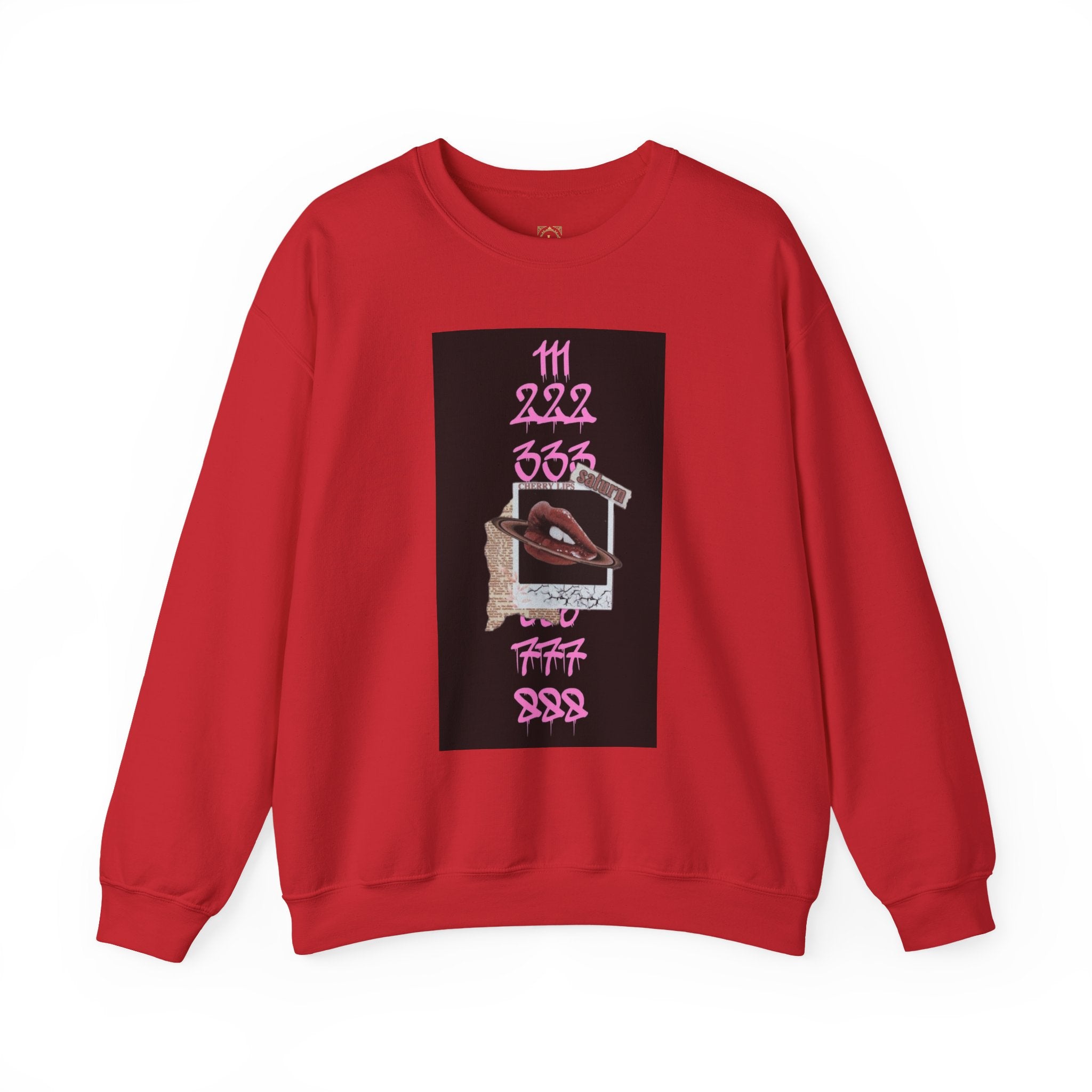 Crewneck Sweatshirt — Vintage Phone Collage with Pink Numbers & 'LEGACIESS' Back Logo