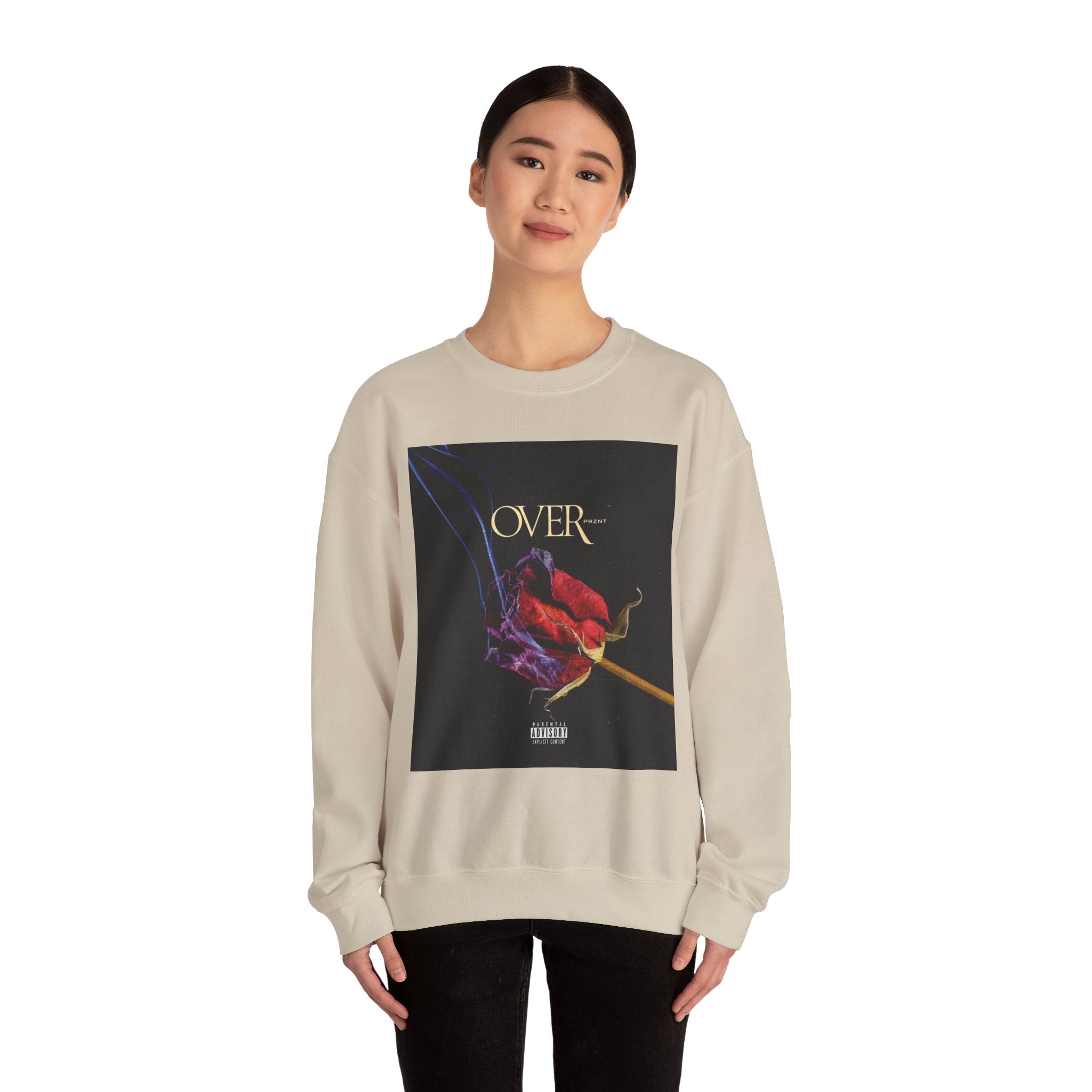 Crewneck Sweatshirt - "OVER" Rose Graphic with Legaciess Gold Logo