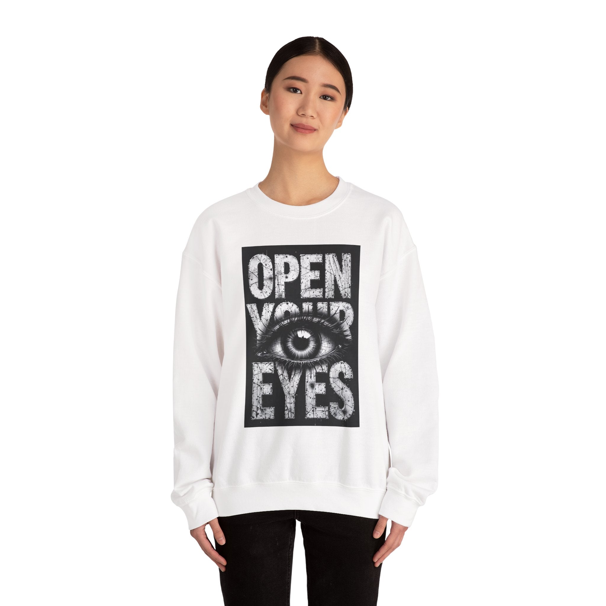 Open Your Eyes Crewneck Sweatshirt — Graphic Eye Design