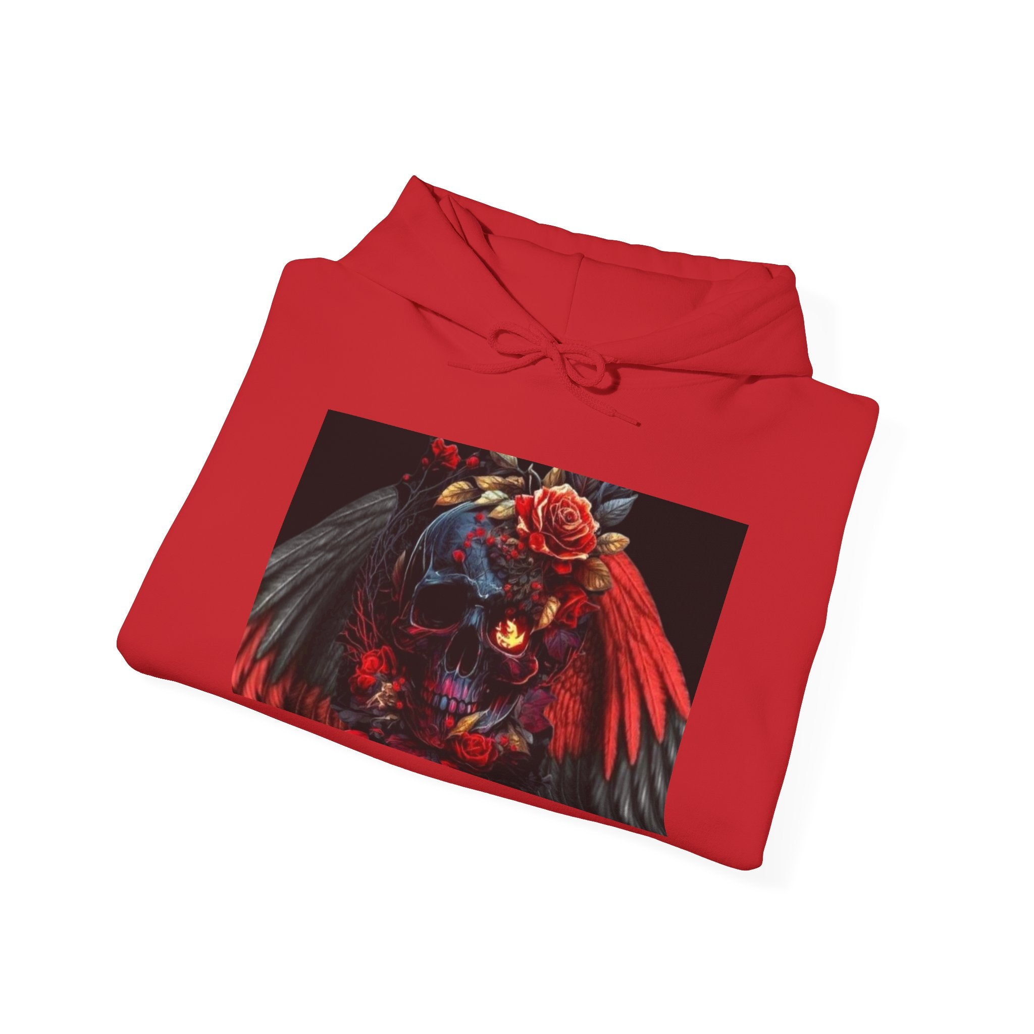 Skull Rose Wings Hoodie — Gothic Floral Skull Pullover