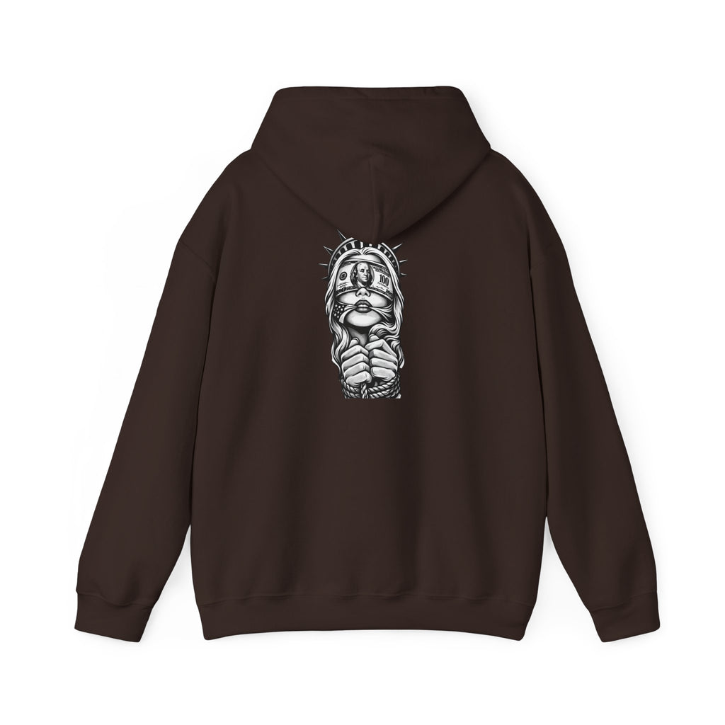 Statue of Liberty Prayer Hands Hoodie — Gothic Liberty Graphic Sweatshirt
