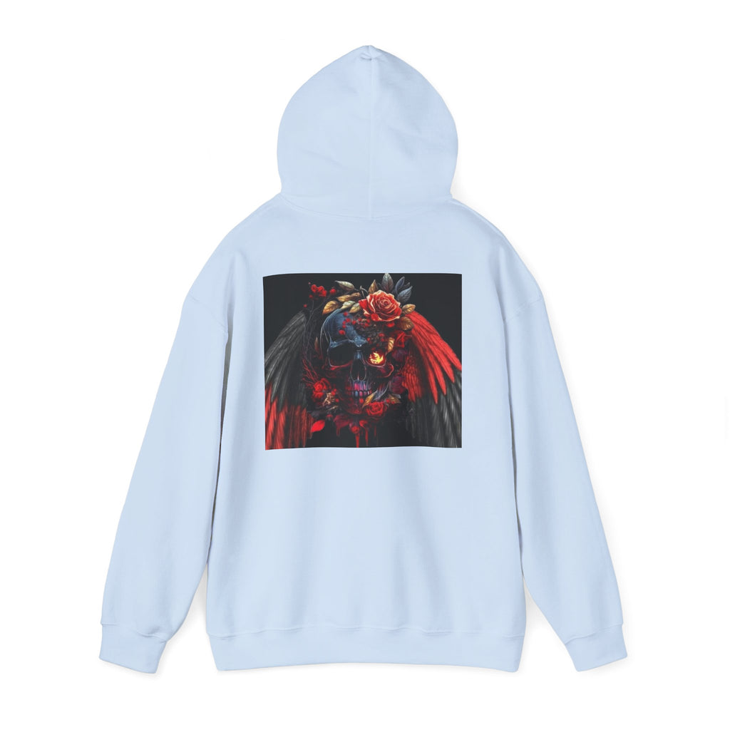 Skull Rose Wings Hoodie — Gothic Floral Skull Pullover