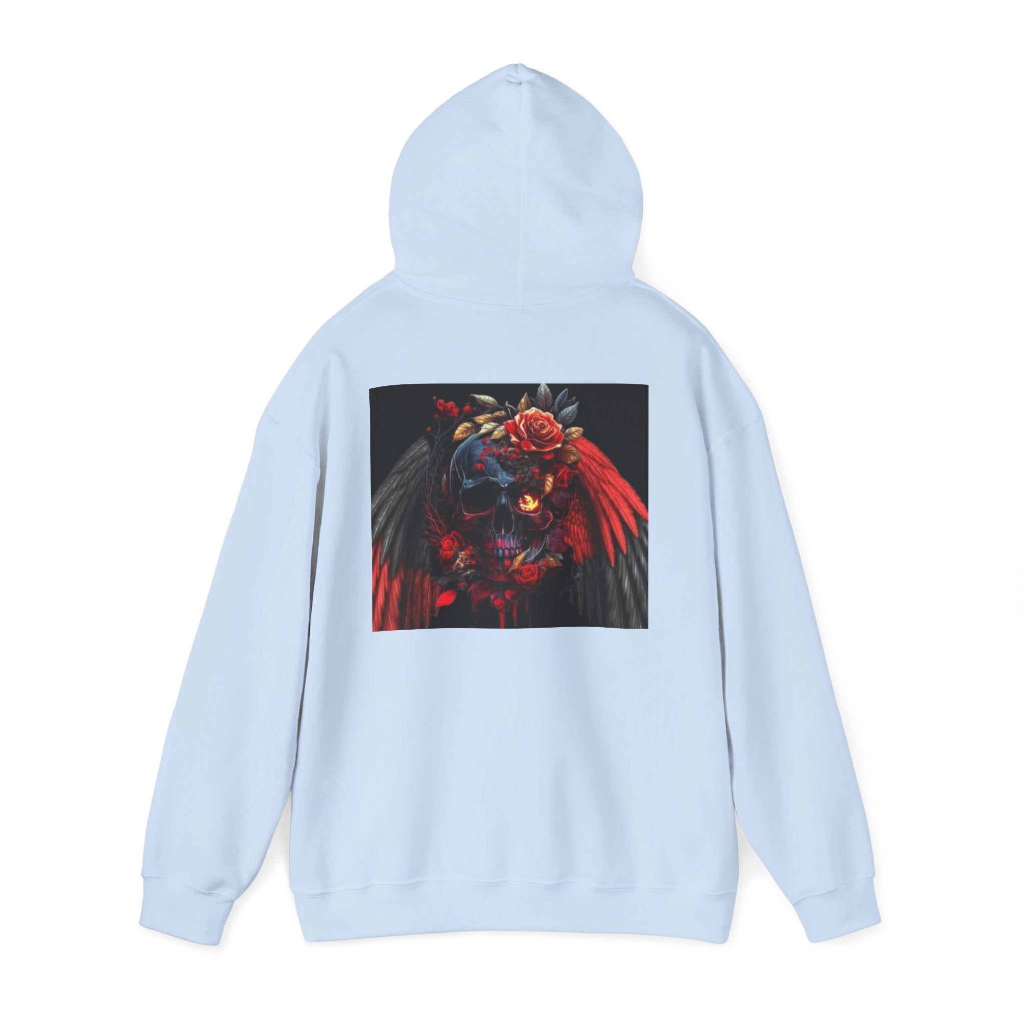 Skull Rose Wings Hoodie — Gothic Floral Skull Pullover
