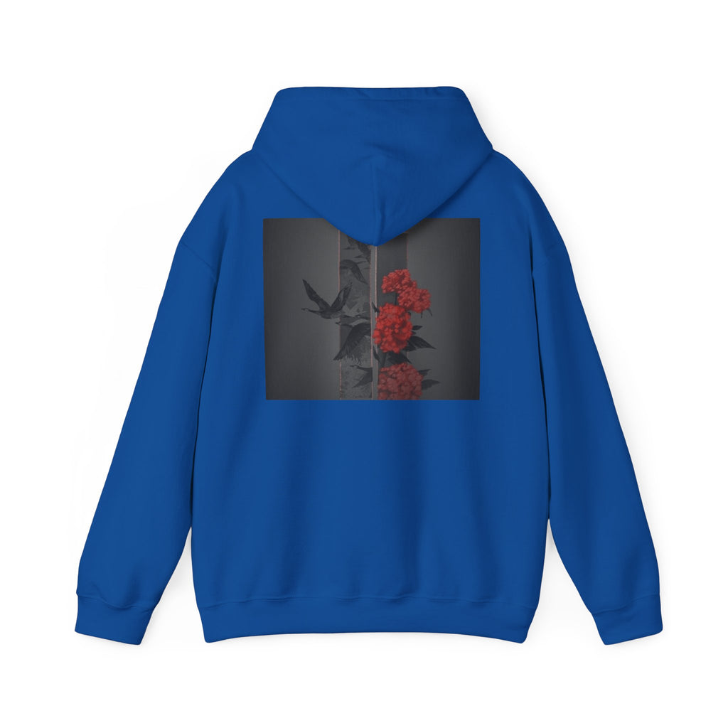 Floral Noir Hoodie — Red Roses on Dark Background
