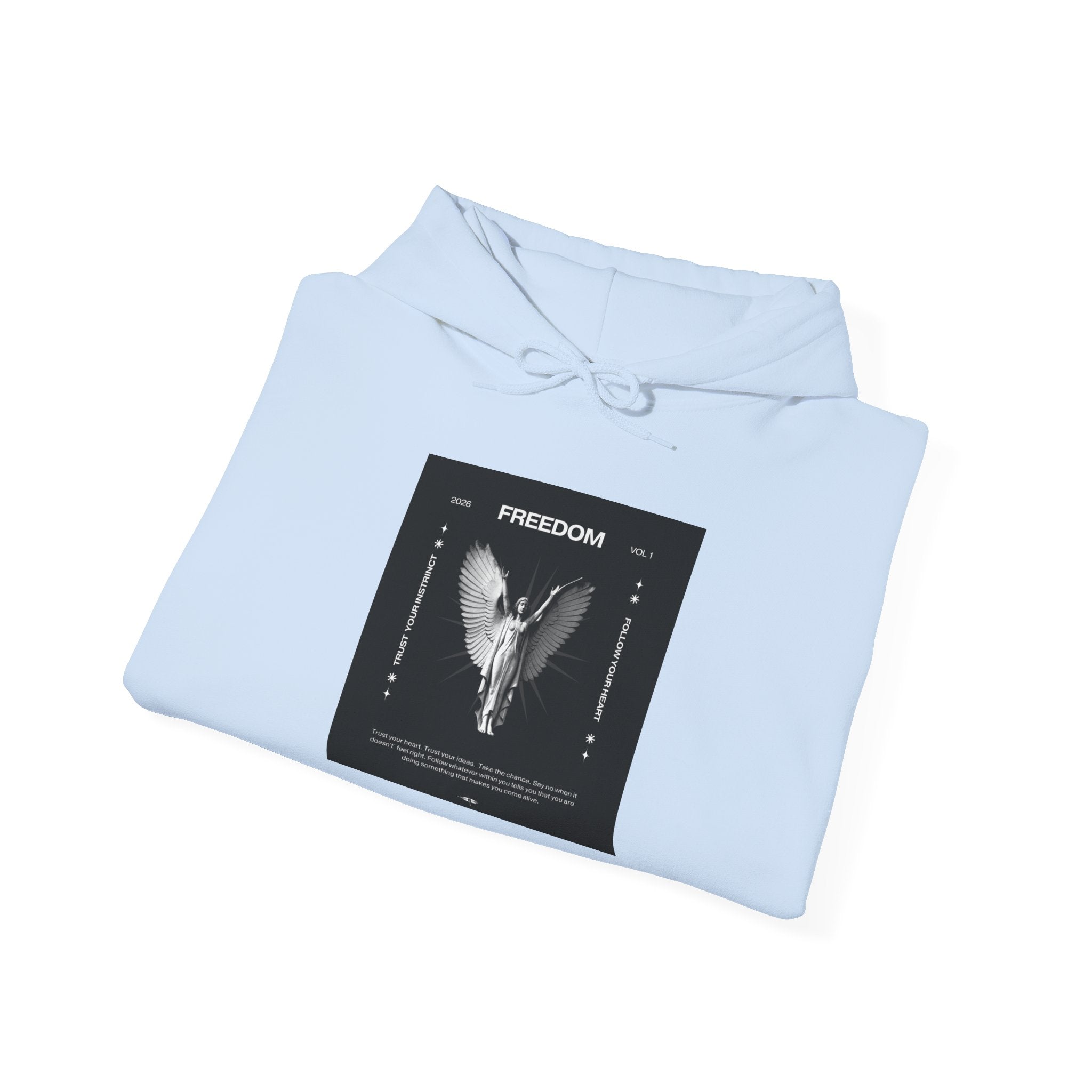 Freedom Angel Hoodie — Gothic Black & White Angel Wings Sweatshirt