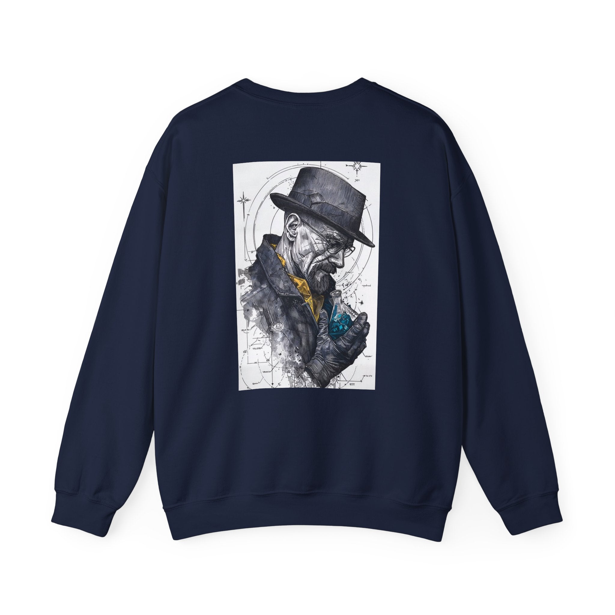 Crewneck Sweatshirt — Heisenberg Portrait with Blue Crystal Art
