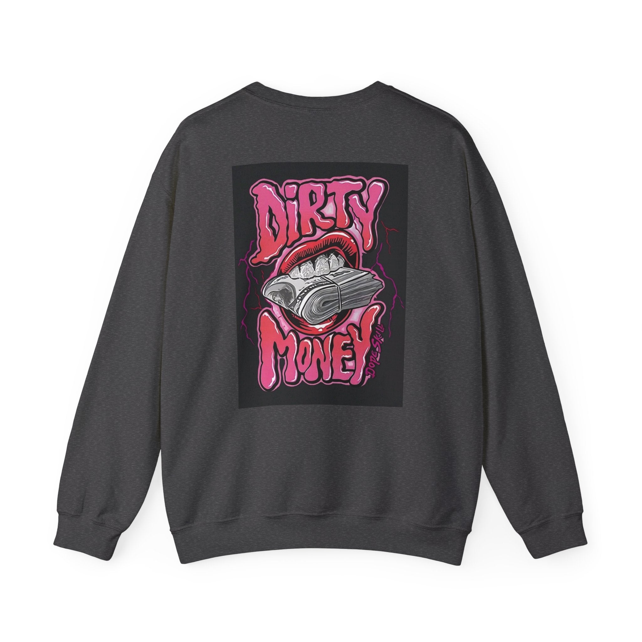 Dirty Money Crewneck Sweatshirt – Retro Graphic Money & Lips Design