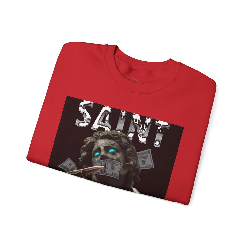 Saint Graphic Crewneck Sweatshirt — Dark Art Money Montage