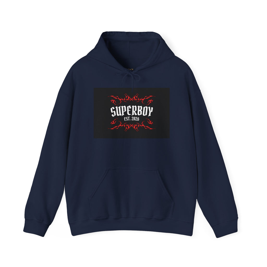 Superboy Hoodie — Vintage Crest 'Superboy Est. 2026' Graphic Pullover