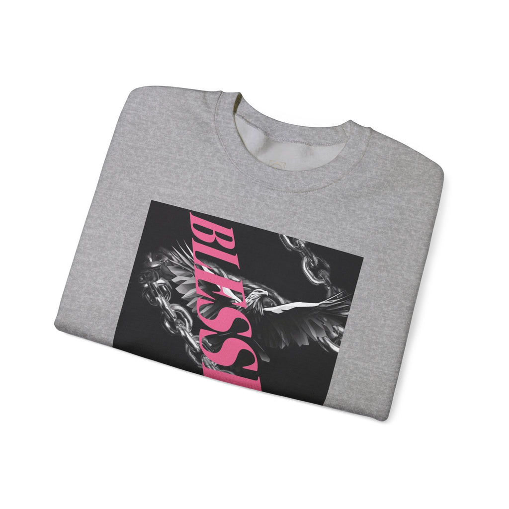 Blessed Crewneck Sweatshirt — Pink Script Floral Graphic