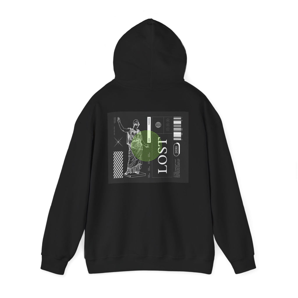 Lost World Hoodie — Vaporwave Glitch Graphic Pullover