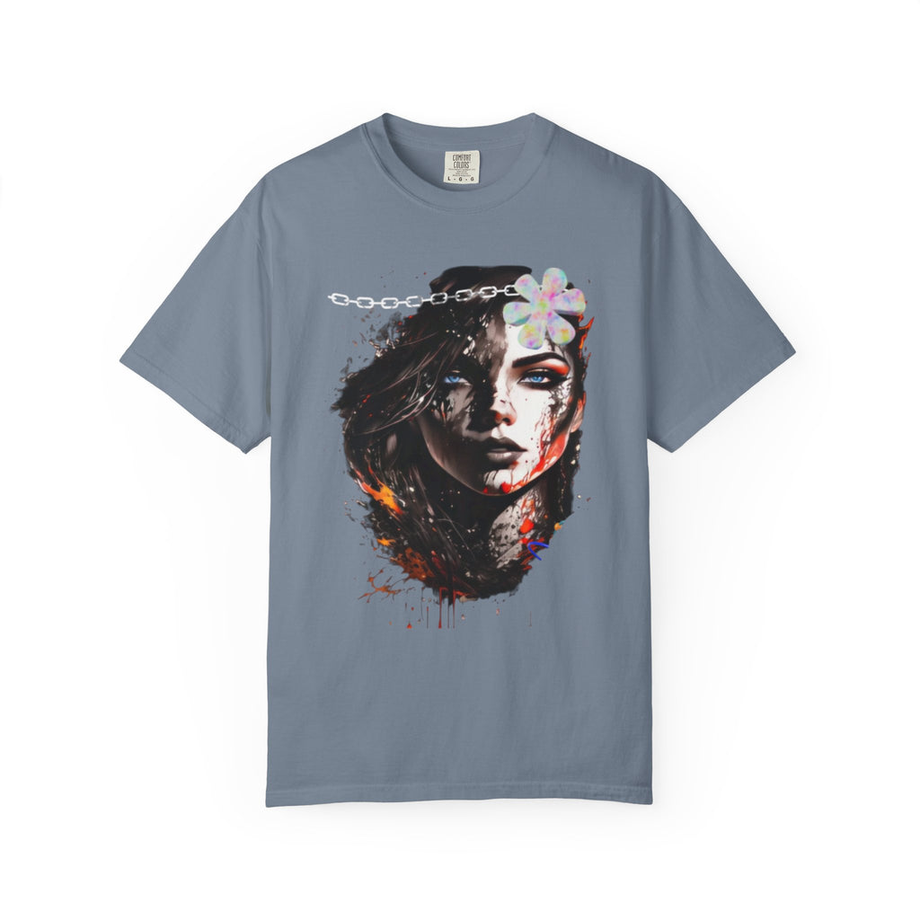 Artistic Femme Portrait T-Shirt — Watercolor Floral Face Graphic Tee