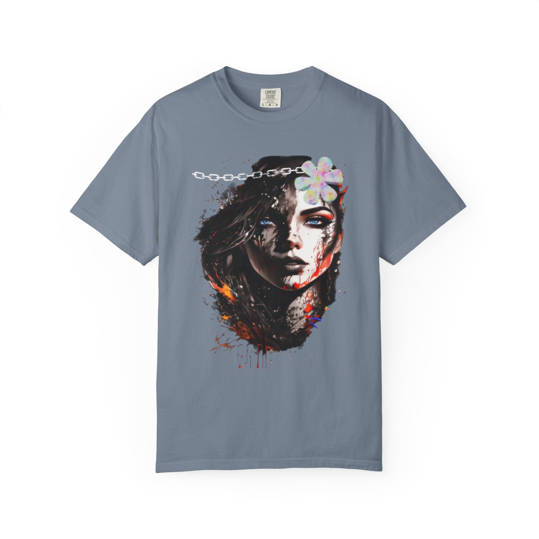Artistic Femme Portrait T-Shirt — Watercolor Floral Face Graphic Tee