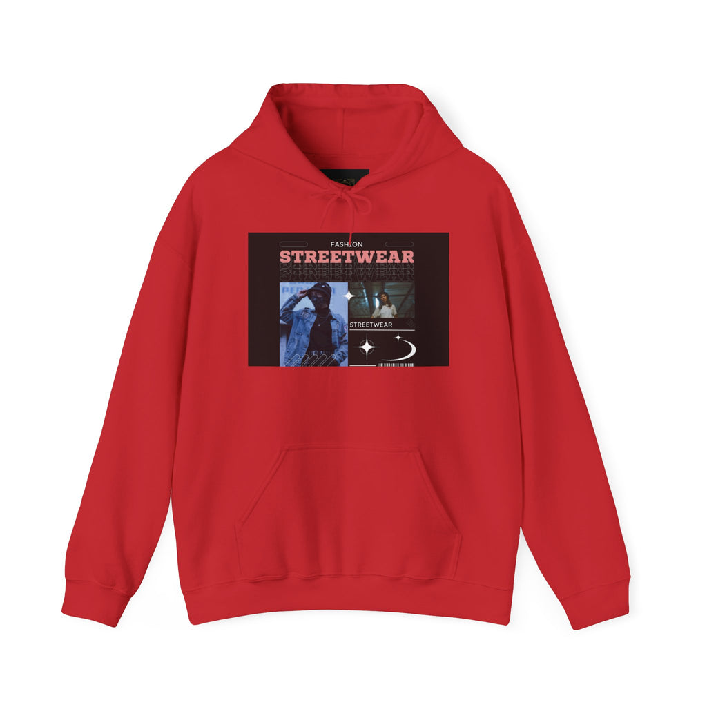 Streetwear Graphic Hoodie — Vintage Noir Collage "STREETWEAR" Design