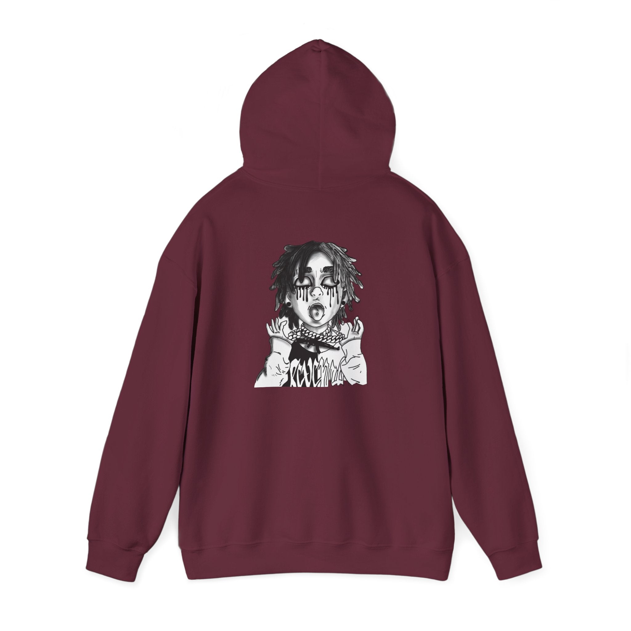 Horror Manga Hoodie — Black & White Creepy Portrait Pullover