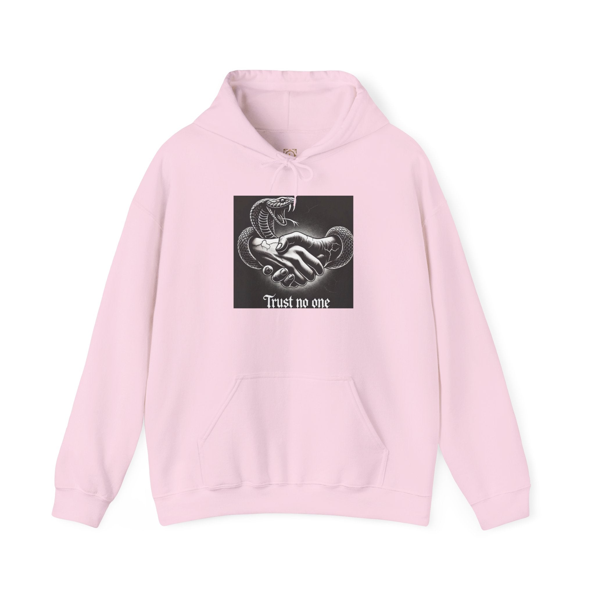Trust No One Hoodie — Snake Handshake Graphic Hoodie