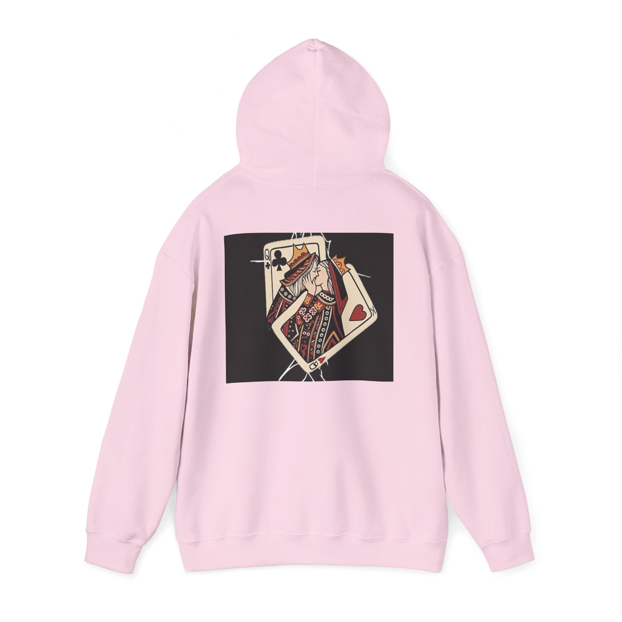 Queen of Hearts Playing Card Hoodie — Vintage Tattoo Style Card Art