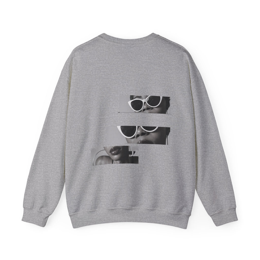 Sweat-shirt à col rond à motif lunettes de soleil rétro fragmentées 