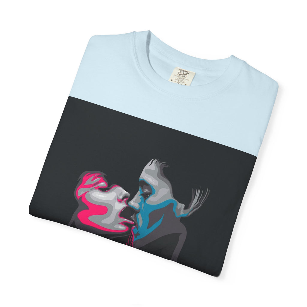 Abstract Neon Kiss T-Shirt — 'Legaciess' Back Logo Graphic Tee
