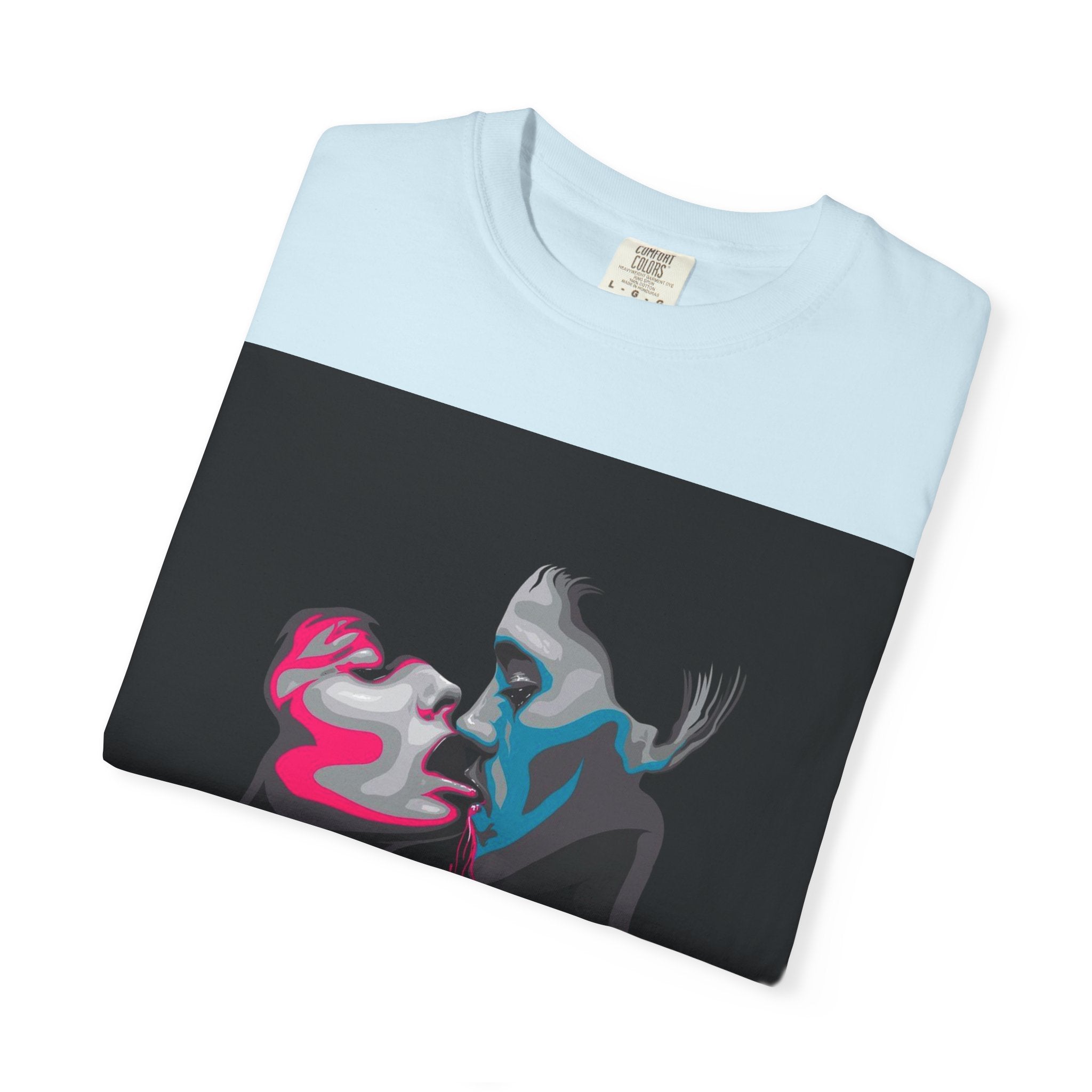 Abstract Neon Kiss T-Shirt — 'Legaciess' Back Logo Graphic Tee
