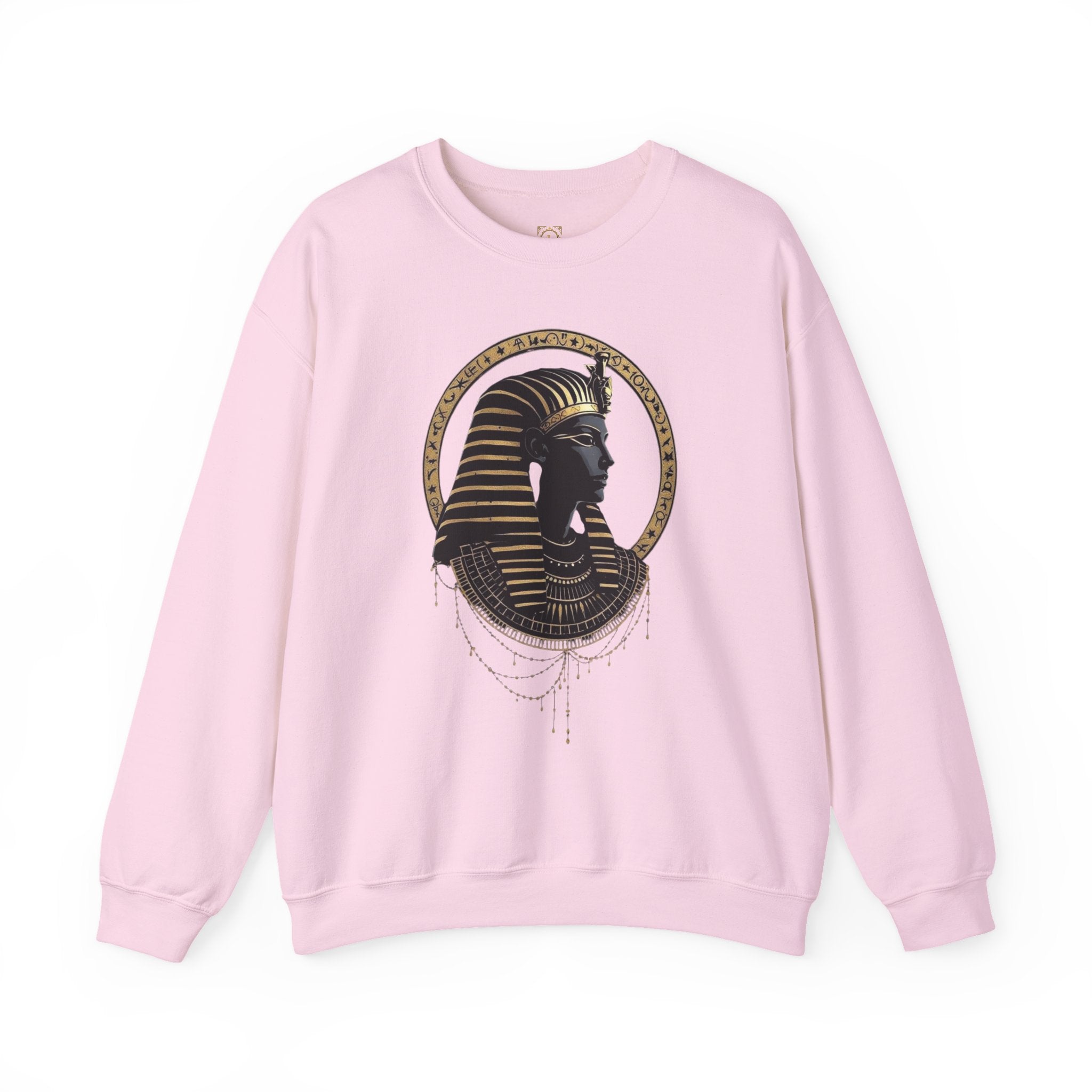 Egyptian Pharaoh Crewneck Sweatshirt — Gold & Black Tutankhamun Profile