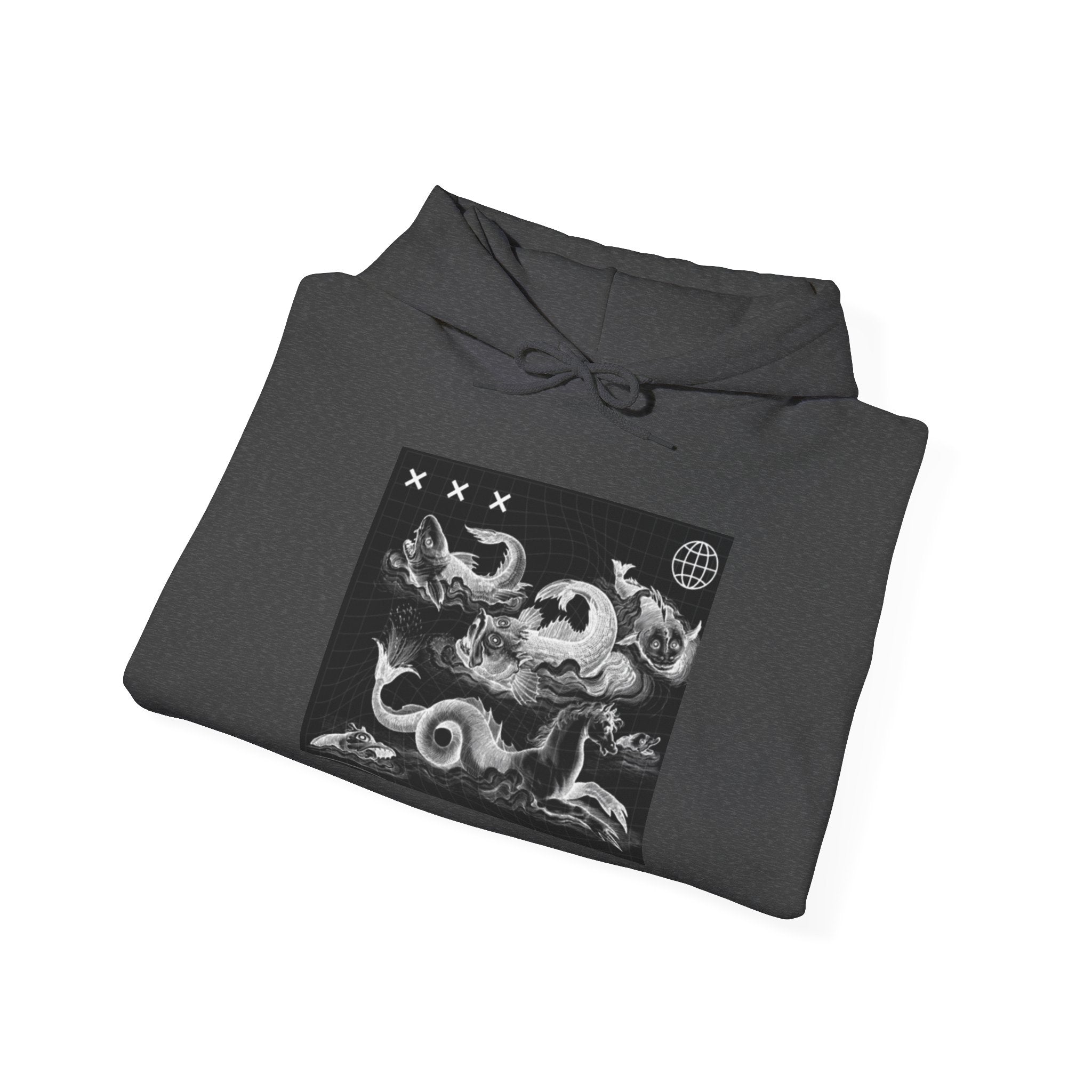 Skull Waves Hoodie — Gothic Nautical Skull Graphic Pullover
