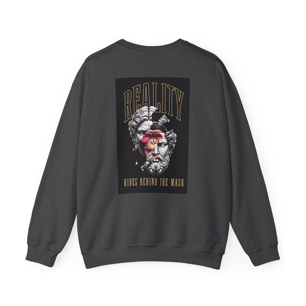 Crewneck Sweatshirt — "Reality Hides Behind The Mask" Graphic Pullover