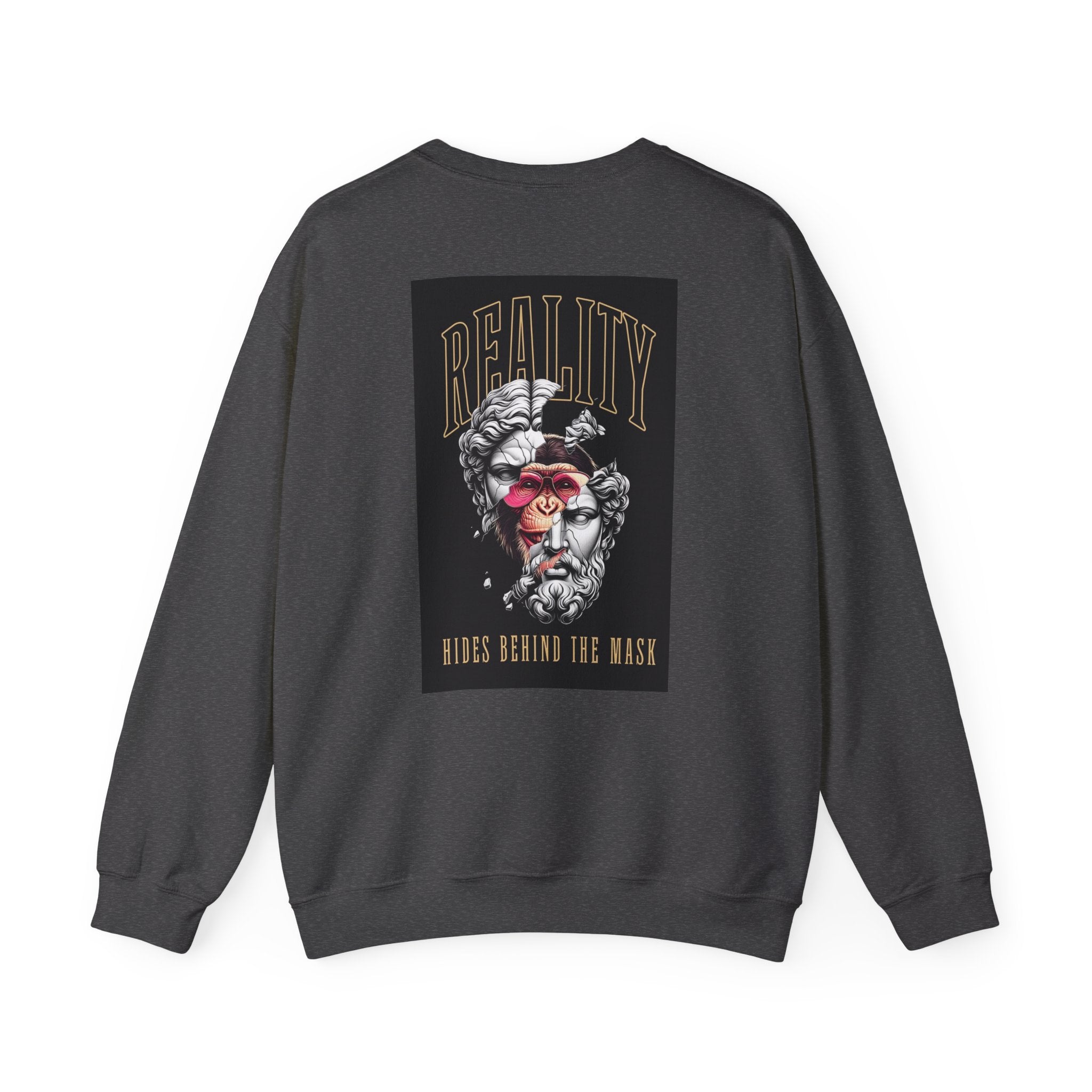 Crewneck Sweatshirt — "Reality Hides Behind The Mask" Graphic Pullover