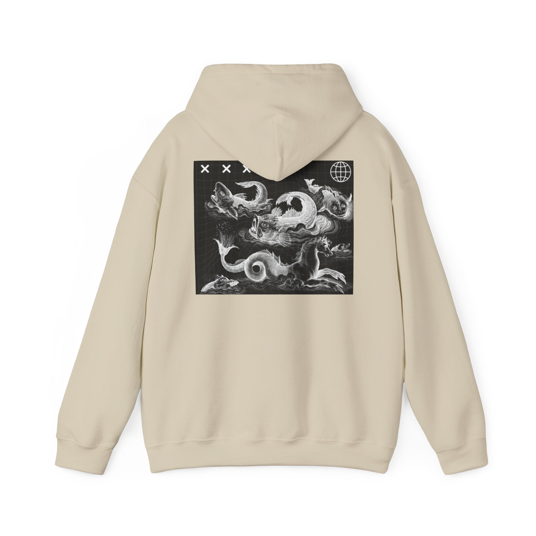 Skull Waves Hoodie — Gothic Nautical Skull Graphic Pullover