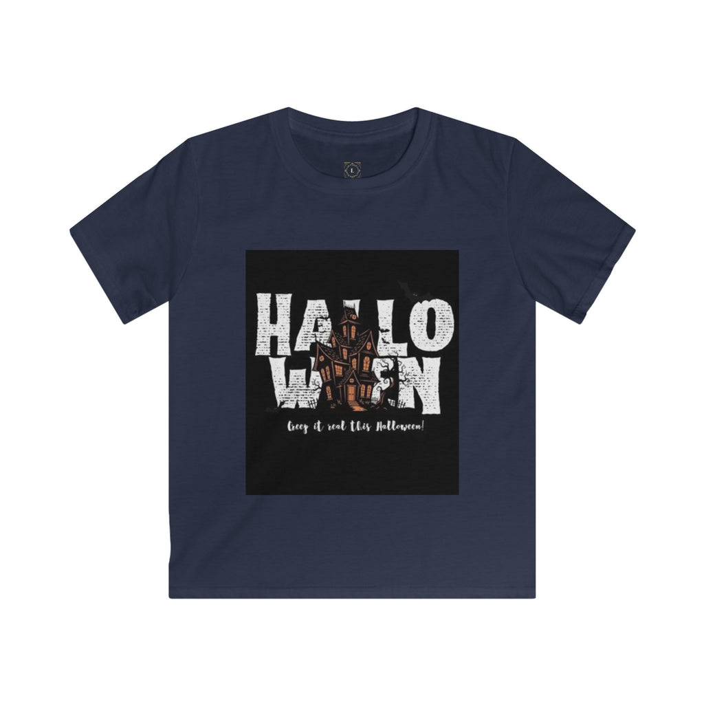 Halloween Haunted House Kids Tee — "Happy Halloween" Graphic T‑Shirt for Kids