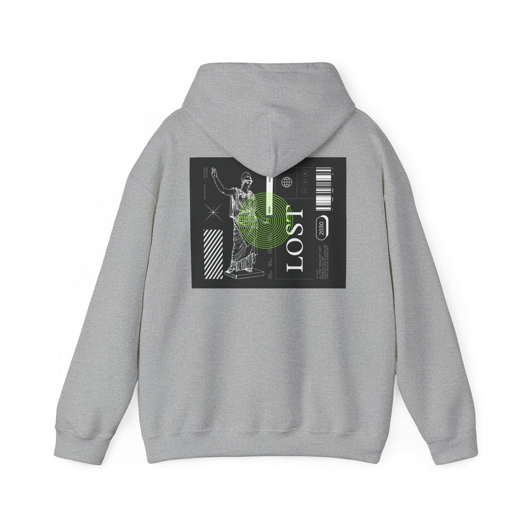 Lost World Hoodie — Vaporwave Glitch Graphic Pullover