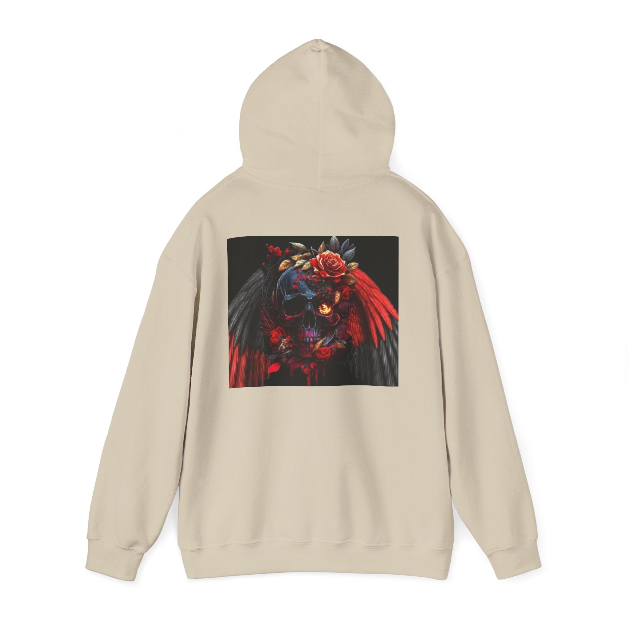 Skull Rose Wings Hoodie — Gothic Floral Skull Pullover