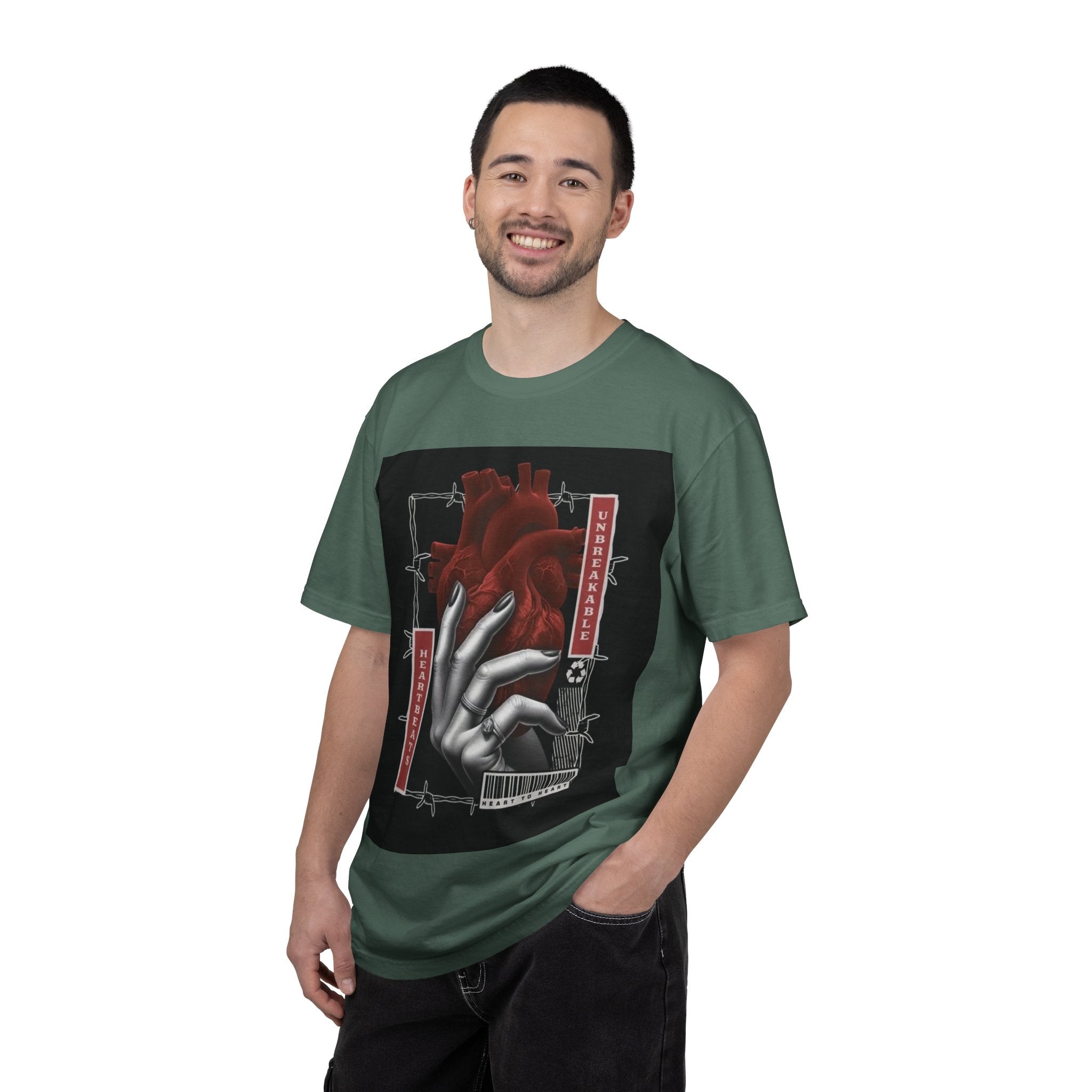 Graphic Heart & Hand T‑Shirt — 'Heartbeat' Gothic Streetwear Tee