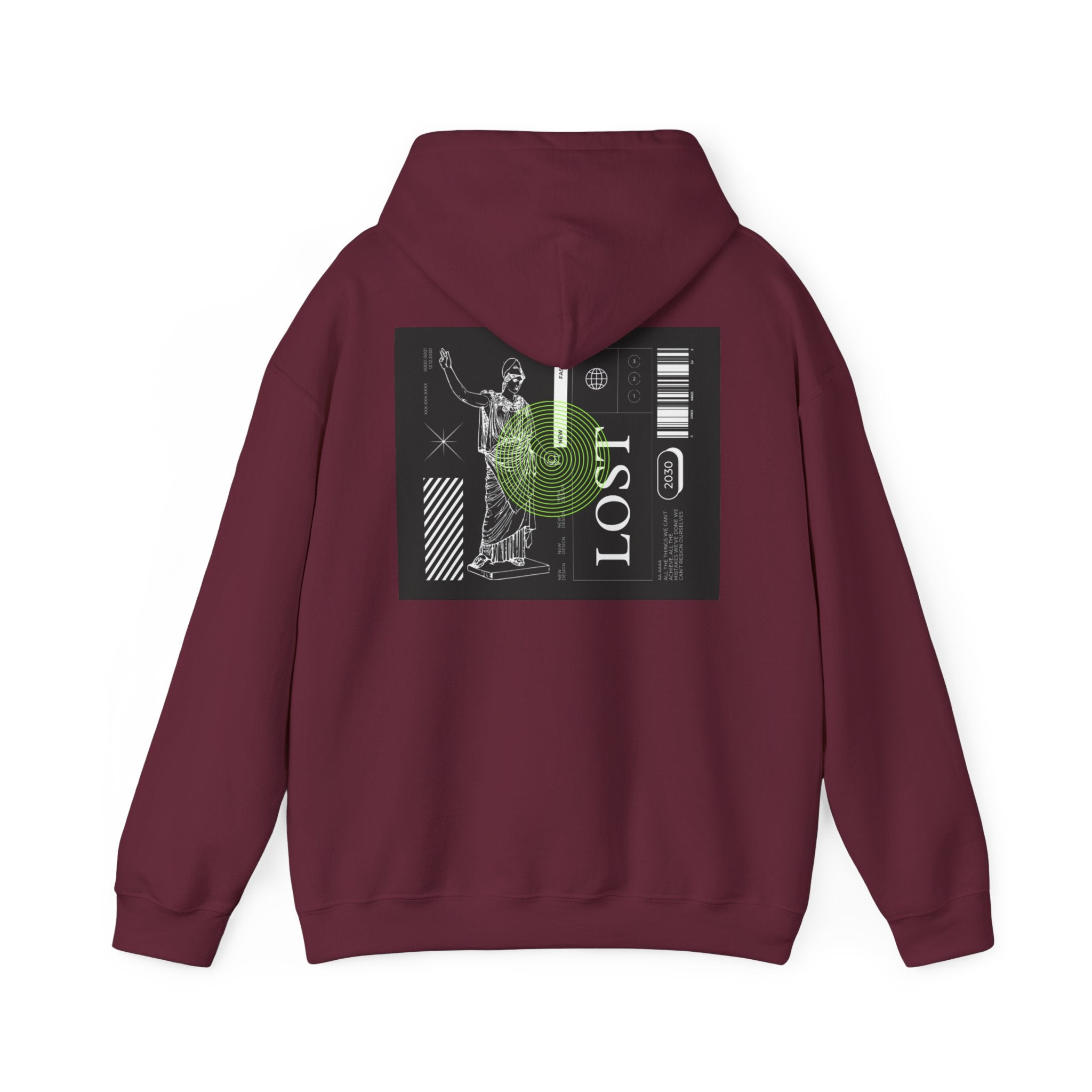 Lost World Hoodie — Vaporwave Glitch Graphic Pullover