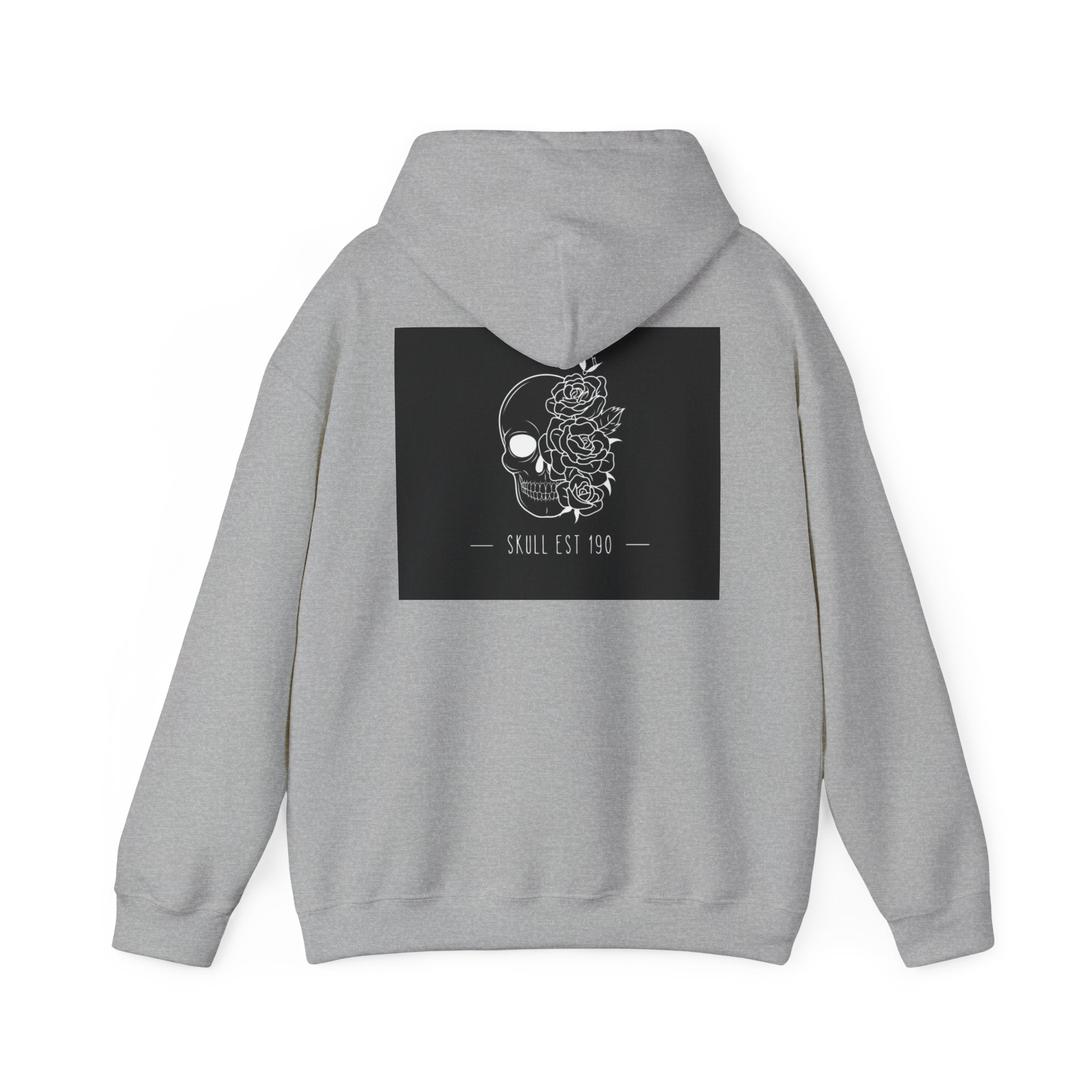 Skull & Roses Hoodie — 'Skull Est 199' Gothic Graphic Pullover