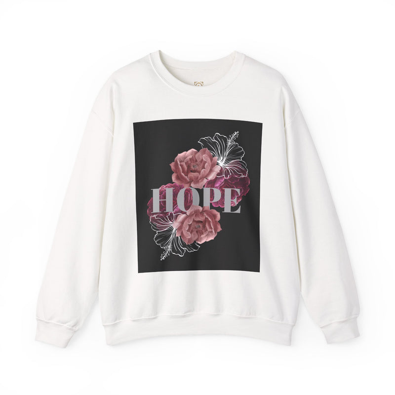 Hope Floral Crewneck Sweatshirt — 'HOPE' Vintage Rose Graphic